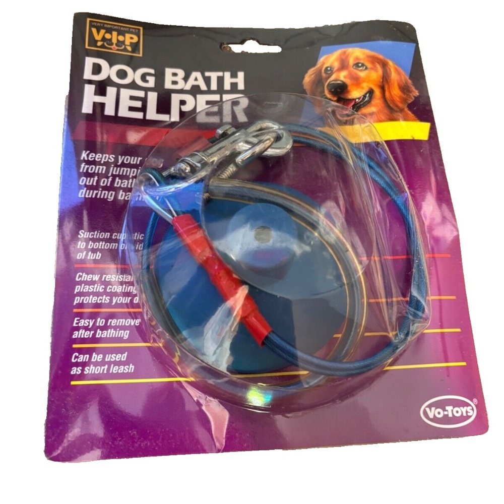 Vo-Toys Dog Bath Helper Suction Cup Chew Resistant Pro Grooming Cable Loop Leash